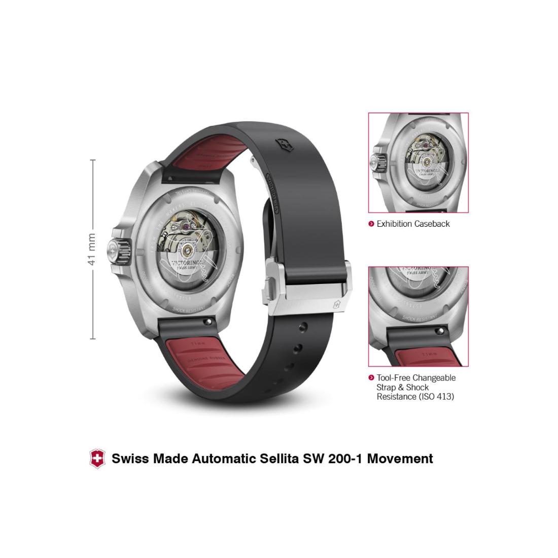 Victorinox I.N.O.X. Automatic Black Dial 41 mm Unisex Watch 242039