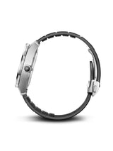 Smartwatch with a metallic band on a white background