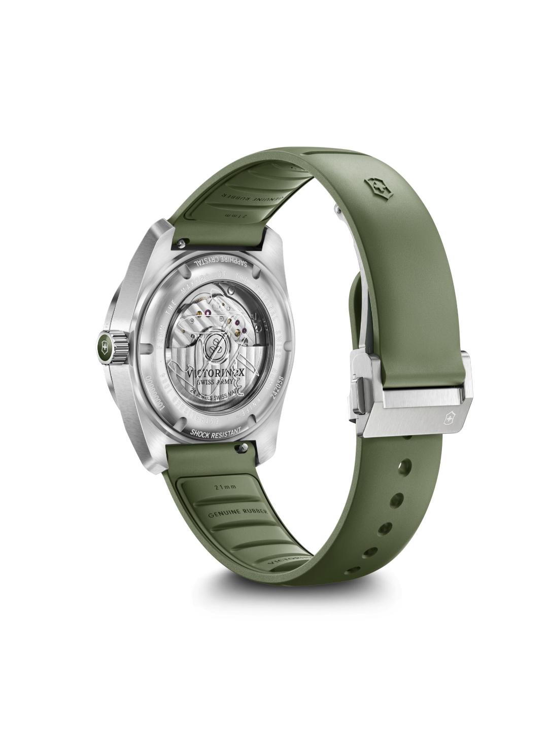 Watch with black strap and silver case on a white background