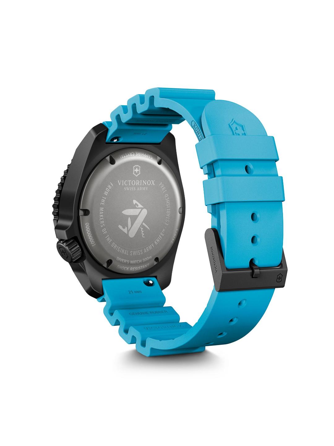 Blue watch with a visible brand logo on a white background