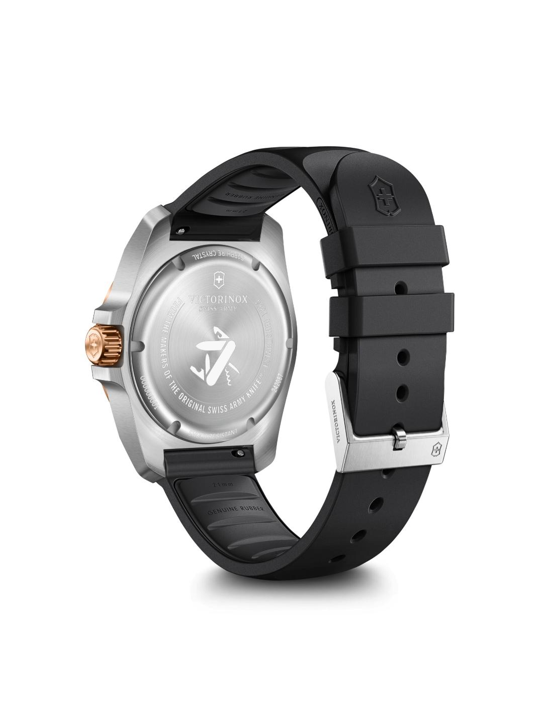 Watch with black strap and silver case on a white background