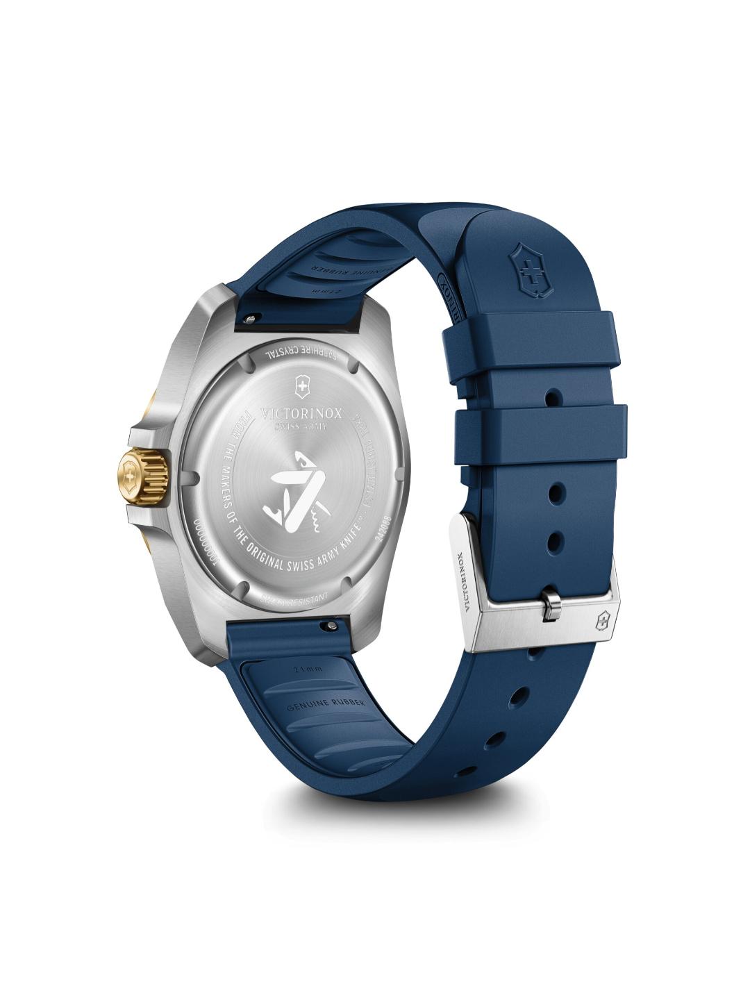 Wristwatch with blue strap and silver case on a white background