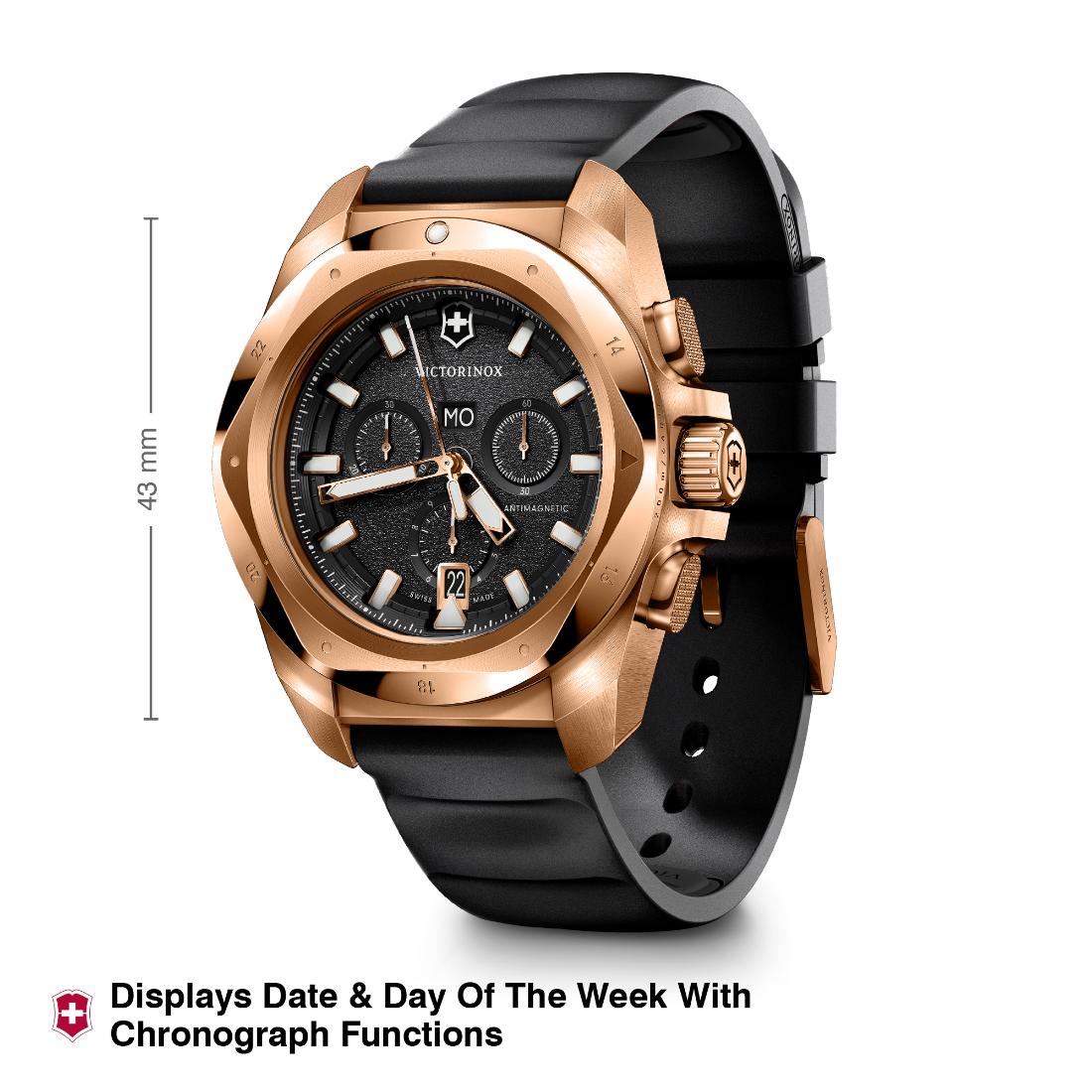 Victorinox I.N.O.X. Chrono 43 mm Black Dial Men Watch - 249177