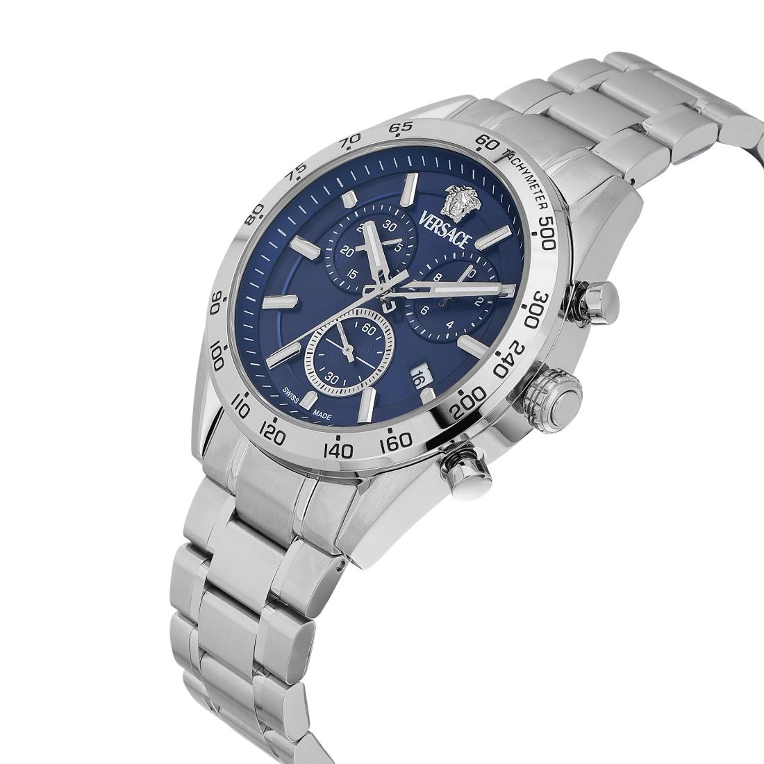 Versace V Code 41 mm Blue Dial Unisex Chrono Watch VE0CA0124