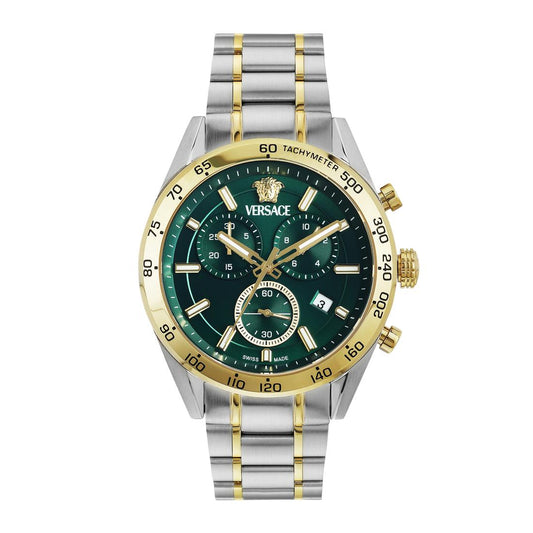 Versace V-Code Chrono 41 mm Green Dial Men Watch- VE0CA0324