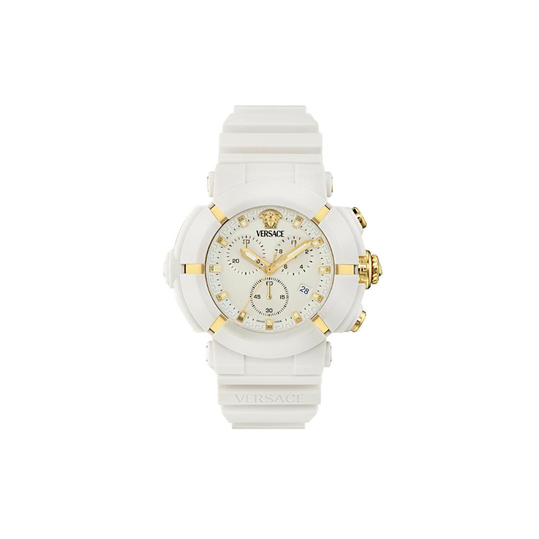 Versace Real Active Chrono 45 mm Off-White Dial Unisex Watch- VE0L00225