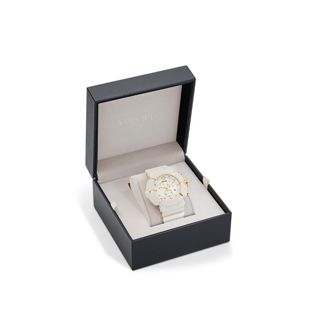 Versace Real Active Chrono 45 mm Off-White Dial Unisex Watch- VE0L00225
