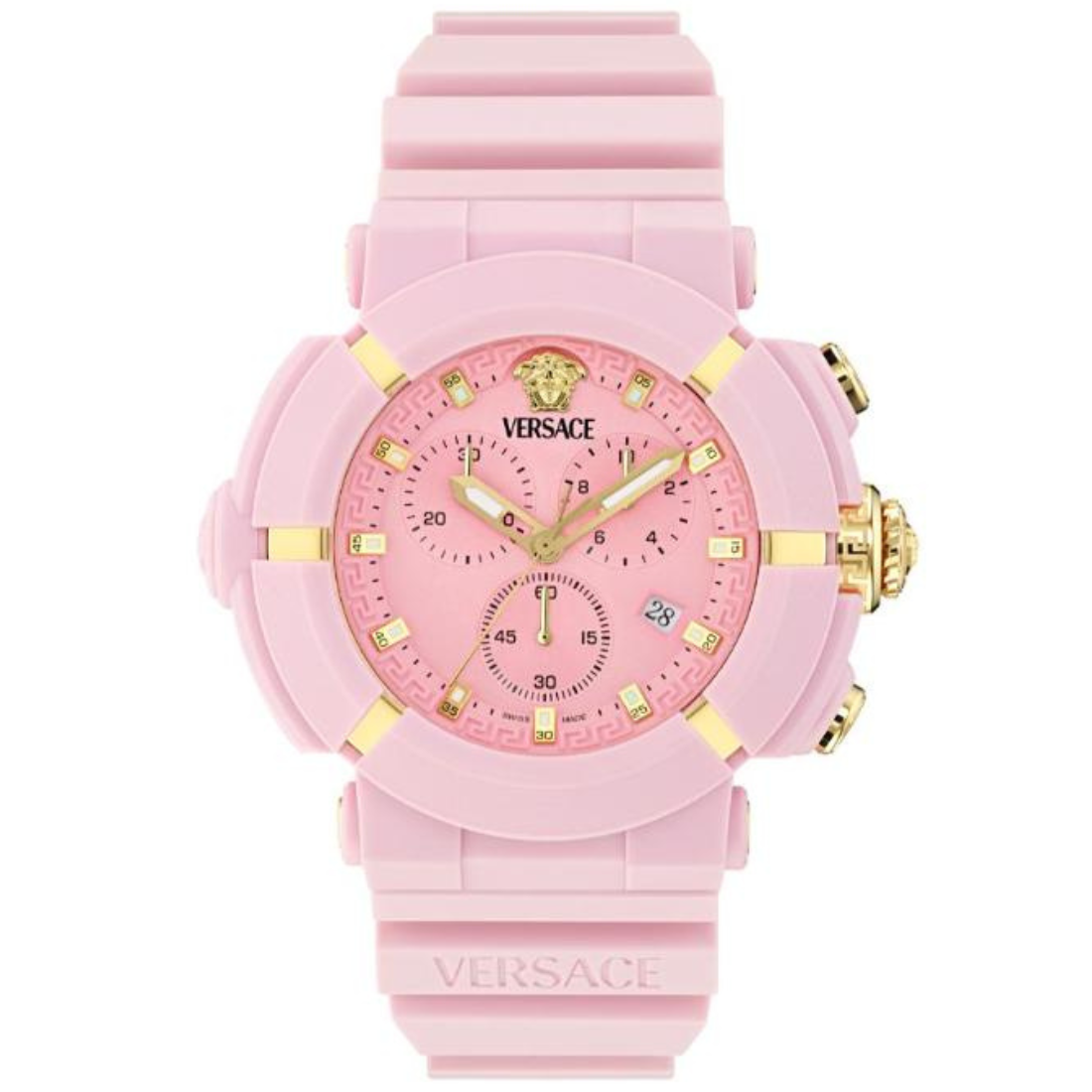 Versace Real Active Chrono 45 mm Pink Dial Unisex Watch VE0L00425
