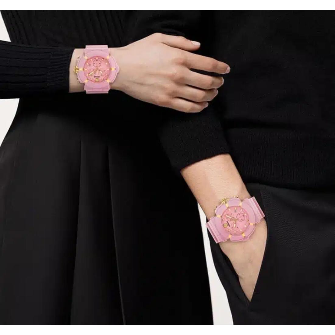 Versace Real Active Chrono 45 mm Pink Dial Unisex Watch VE0L00425