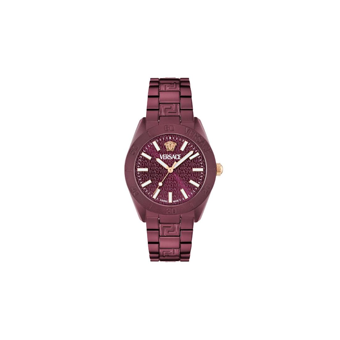 Versace V-Dome 42 mm Burgundy Dial Men Analog Watch- VE0M00225