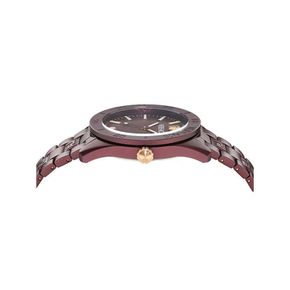 Versace V-Dome 42 mm Burgundy Dial Men Analog Watch- VE0M00225