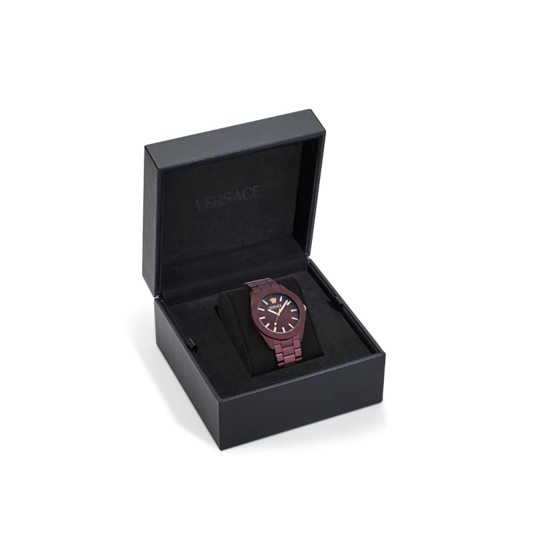 Versace V-Dome 42 mm Burgundy Dial Men Analog Watch VE0M00225