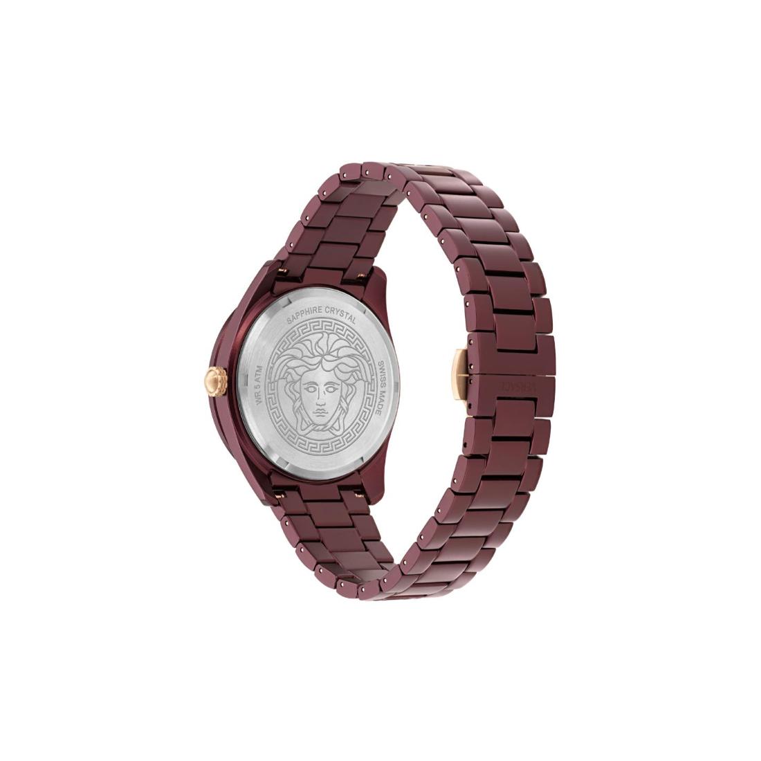 Versace V-Dome 42 mm Burgundy Dial Men Analog Watch- VE0M00225