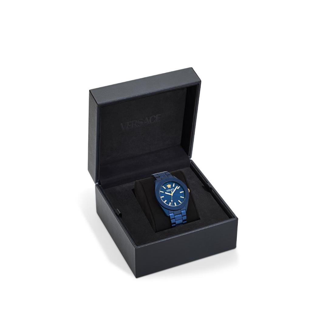 Versace V-Dome 42 mm Blue Dial Men Analog Watch VE0M00325