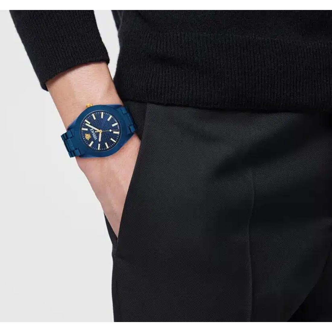 Versace V-Dome 42 mm Blue Dial Men Analog Watch- VE0M00325
