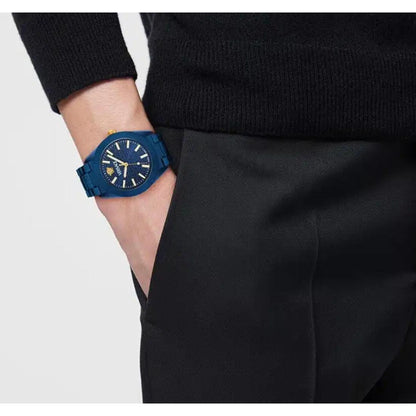 Versace V-Dome 42 mm Blue Dial Men Analog Watch- VE0M00325