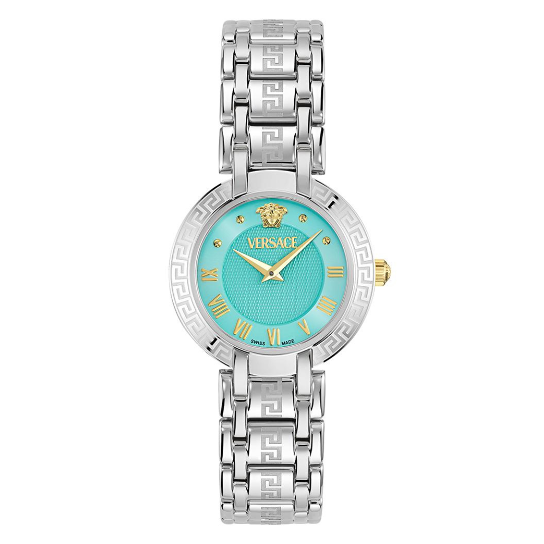 Versace Men 42 mm Quartz Analog Blue Dial Stainless Steel Strap Watch VE0P00325