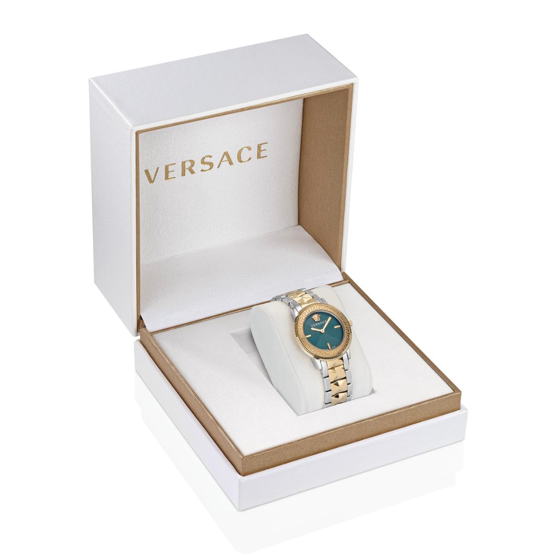 Versace V Tribute 36 mm Green Dial Women Analog Watch VE2P00522