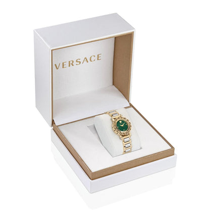 Versace Greca Glam 30 mm Green Dial Women Analog Watch- VE2Q00622