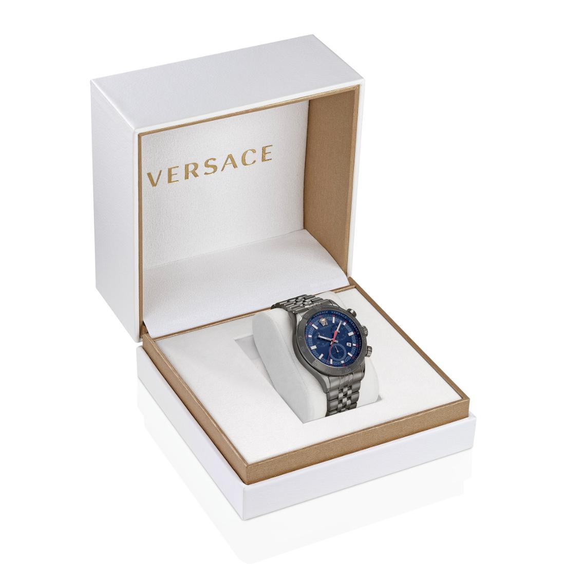 Versace Hellenyium Chrono 44 mm Blue Dial Men Watch VE2U00722