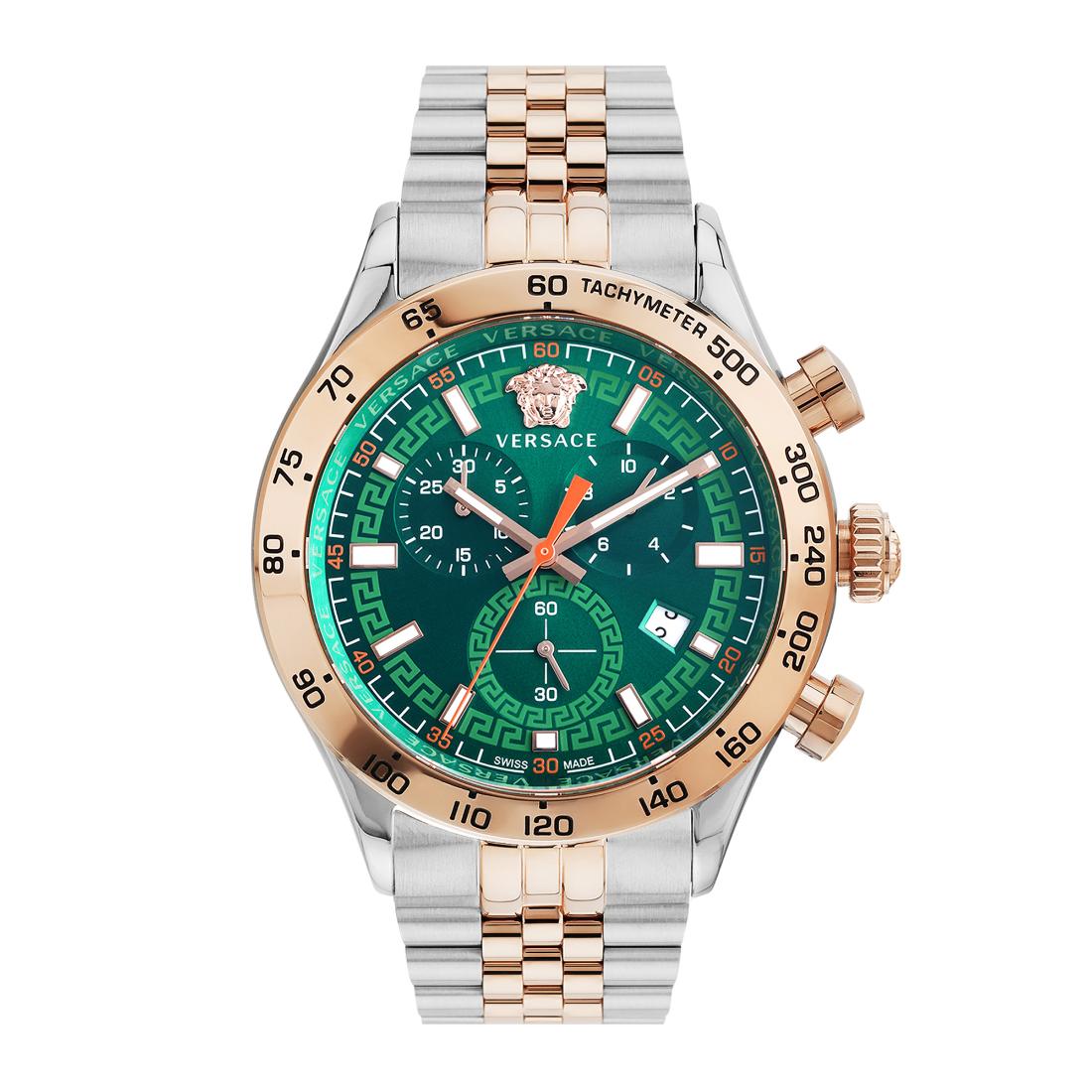 Versace Hellenyium Chrono 44 mm Green Dial Men Watch- VE2U00924