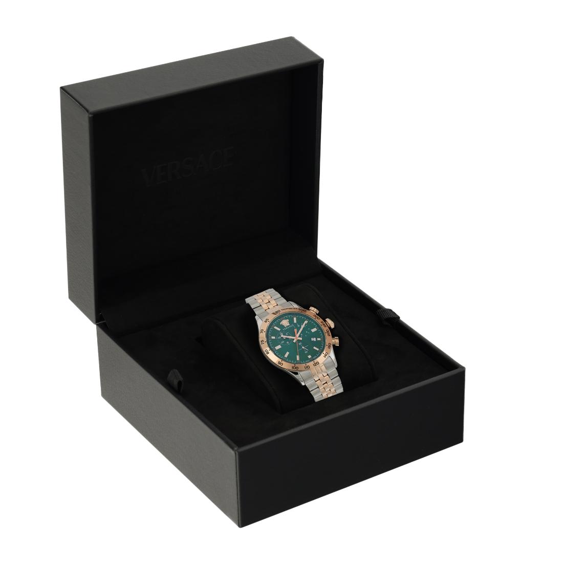 Versace Hellenyium Chrono 44 mm Green Dial Men Watch VE2U00924