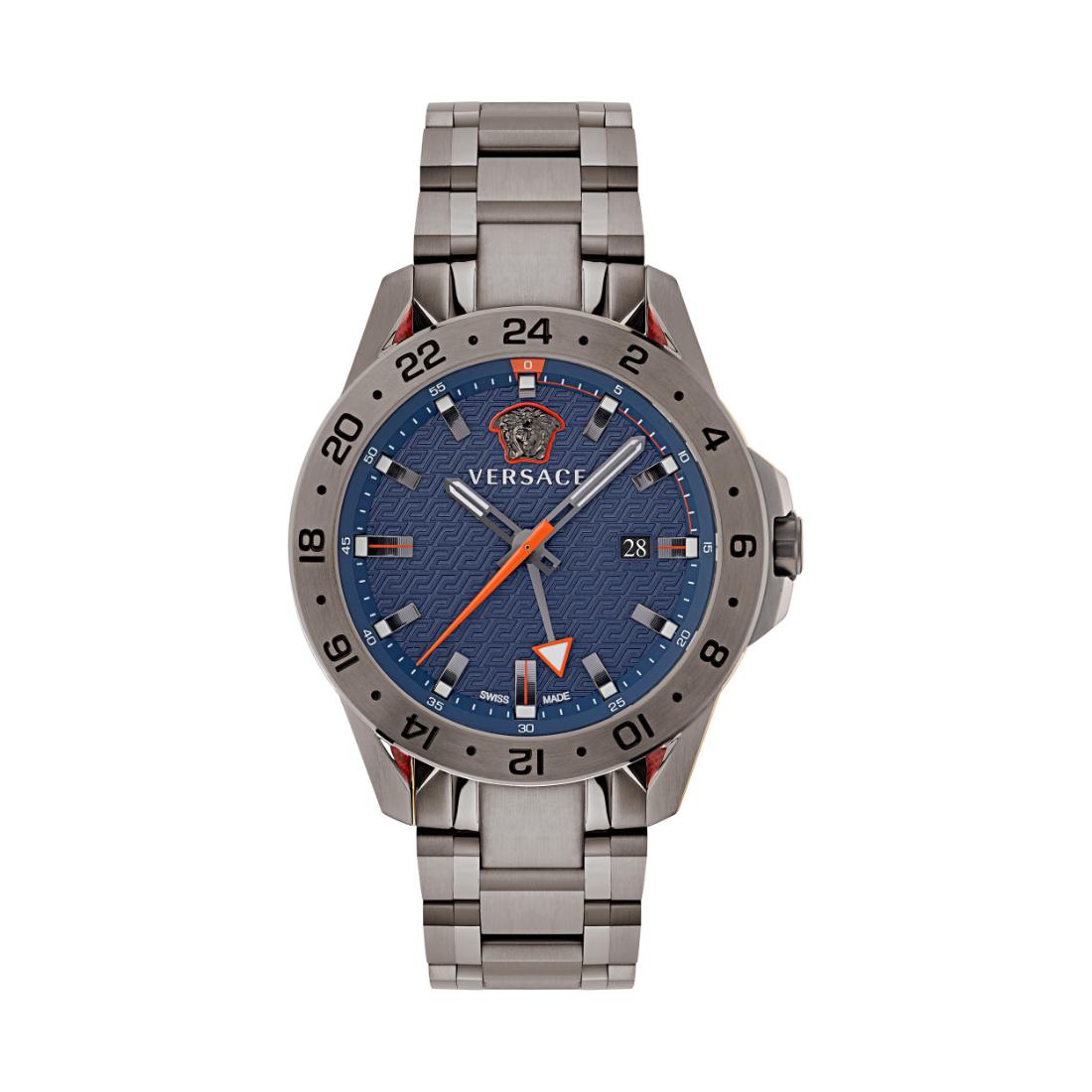 Versace Sport Tech Gmt 45 x53.3 mm Blue Dial Men Analog Watch- VE2W00422