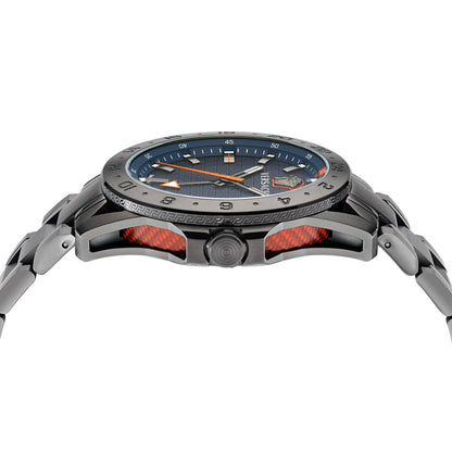 Versace Sport Tech Gmt 45 x53.3 mm Blue Dial Men Analog Watch- VE2W00422