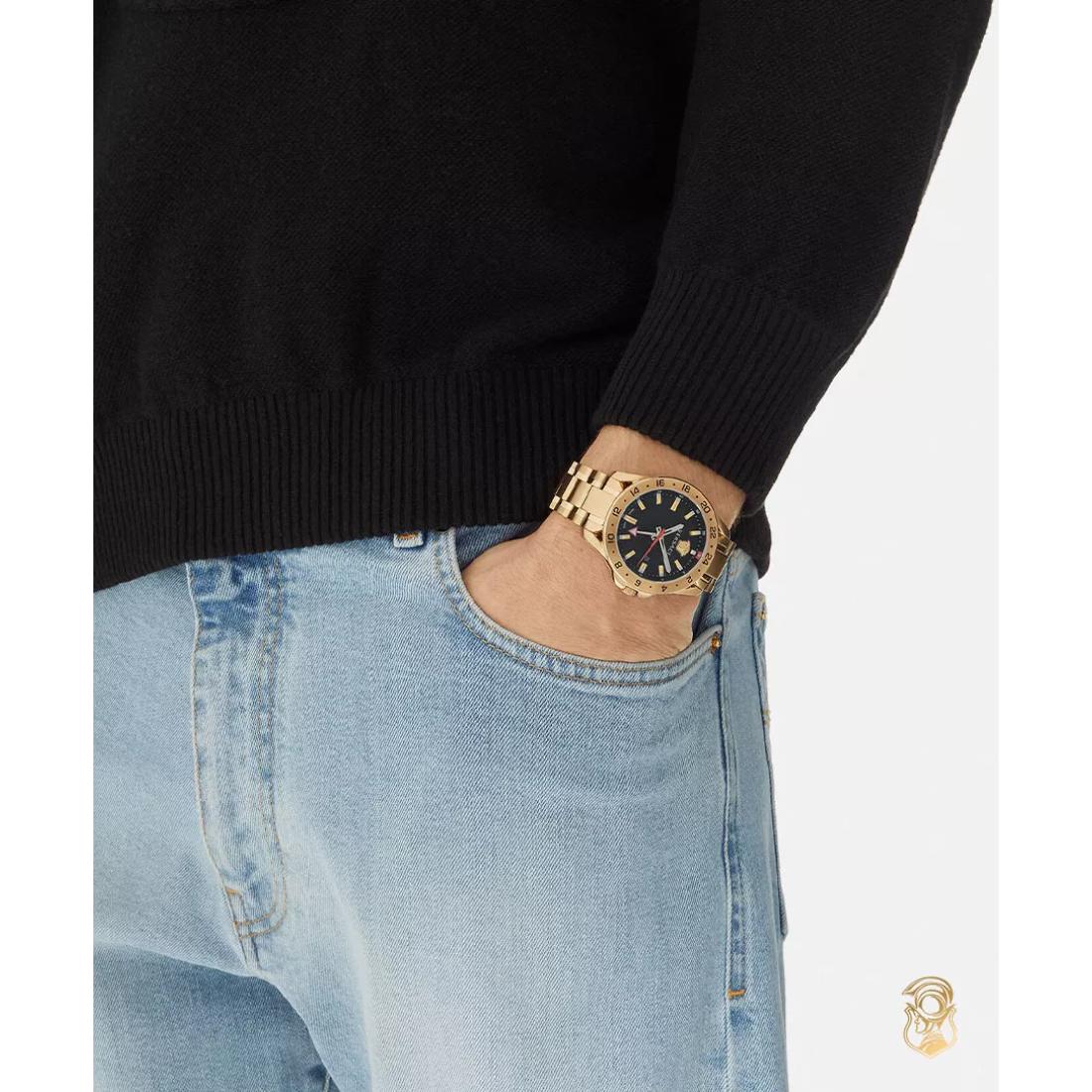 Versace Sport Tech Gmt 45 x53.3 mm Black Dial Men Analog Watch- VE2W00522