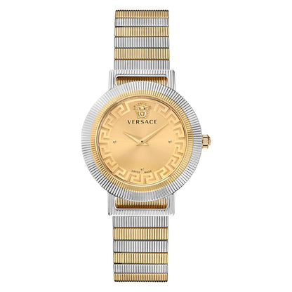 Versace Greca Chic 44 mm Gold Dial Women Analog Watch- VE3D00422