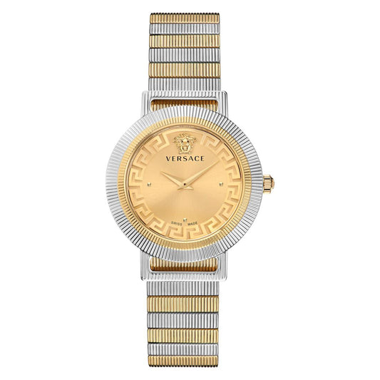 Versace Greca Chic 44 mm Gold Dial Women Analog Watch- VE3D00422