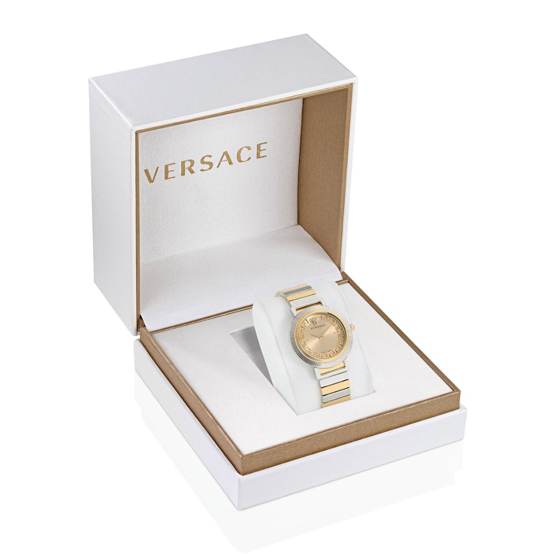 Versace Greca Chic 44 mm Gold Dial Women Analog Watch VE3D00422