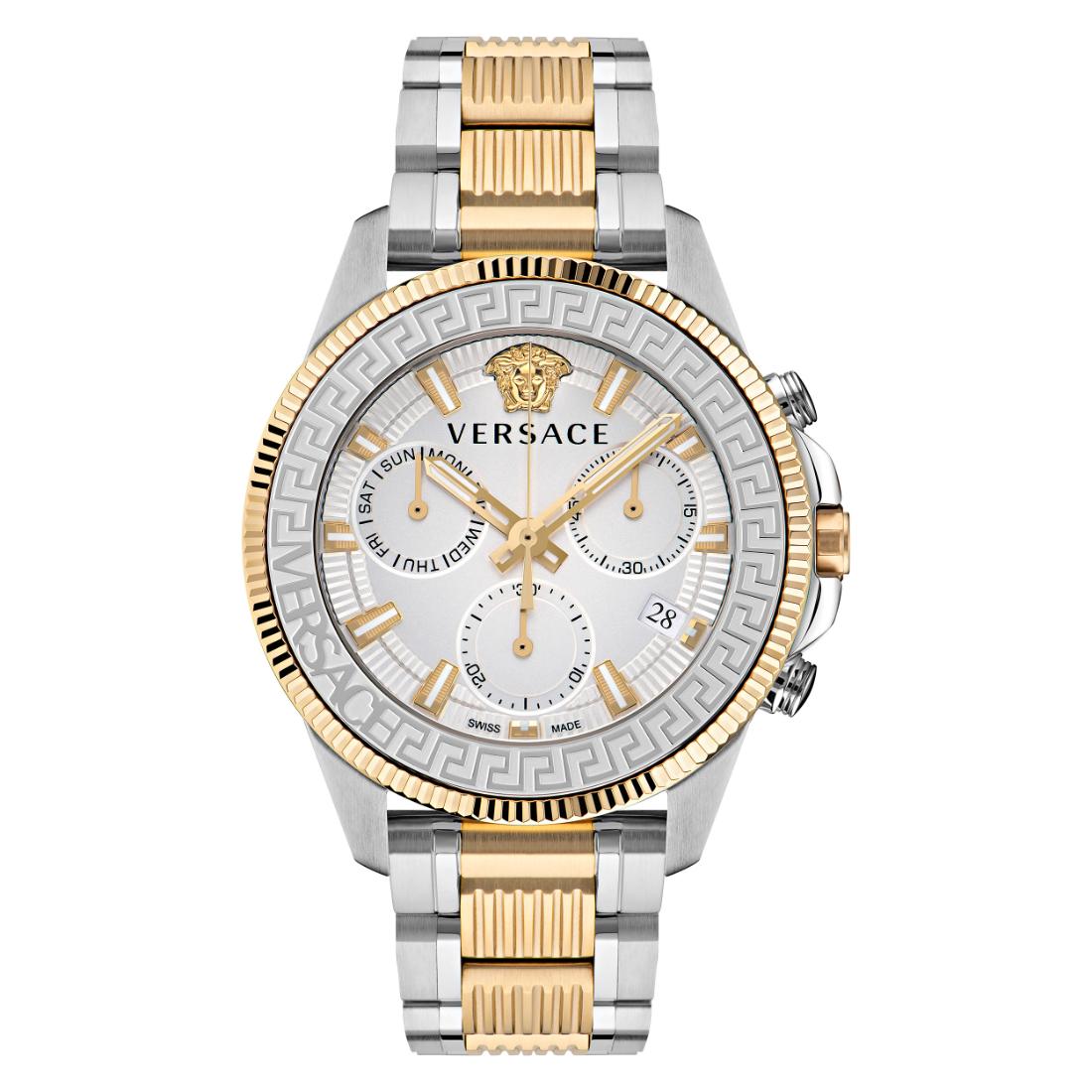 Versace Greca Act.Chrono 45 mm White Dial Men Watch- VE3J00522