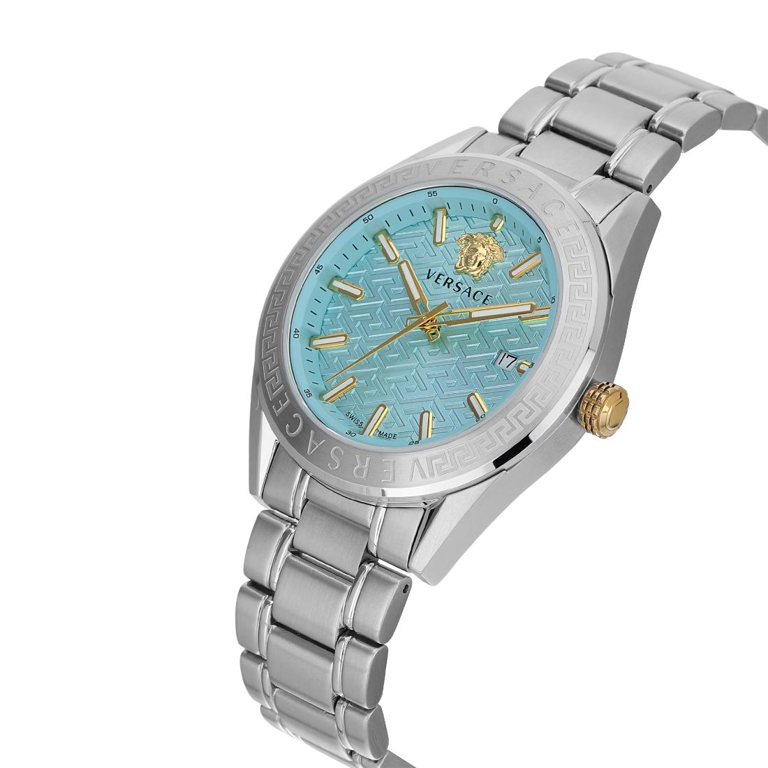 Versace V-Code 42 mm Light Blue Dial Men Analog Watch- VE6A00825