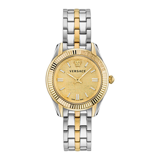 Versace Greca 35 mm Gold Dial Women Analog Watch- VE6C00523