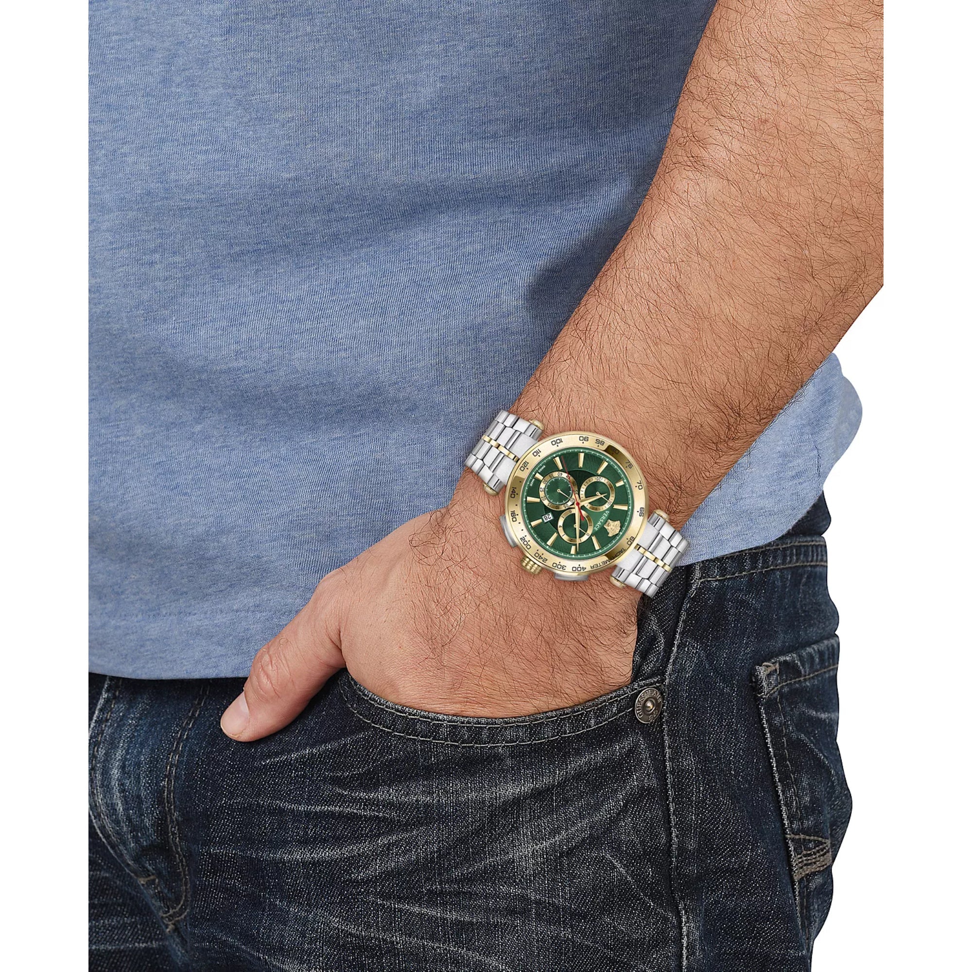 Versace Green Dial Chrono Quartz 46 mm Dial Men Watch VE6CA0523