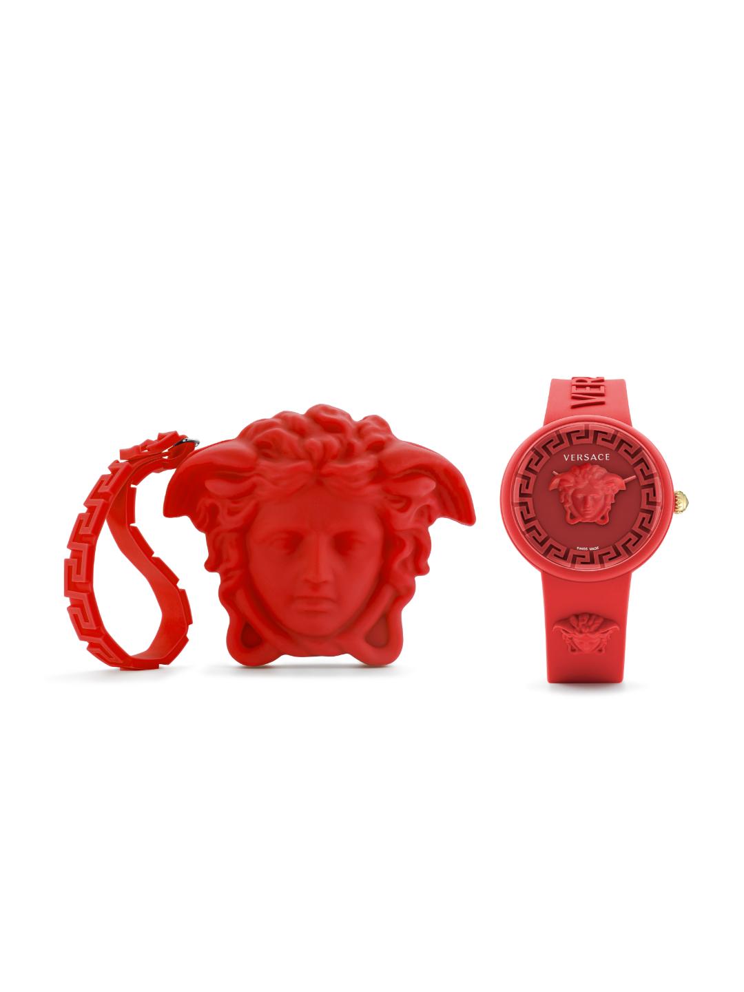 Versace MEDUSA POP Unisex 39 mm Red Dial Analog Watch VE6G00723