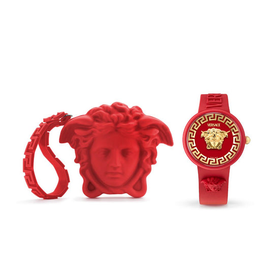 Versace Iconic.Medusa Pop 39 mm Red Dial Unisex Analog Watch- VE8J00324