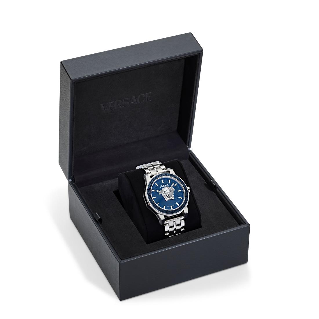 Versace Medusa Deco 43 mm Blue Dial Men Analog Watch VE9I00324