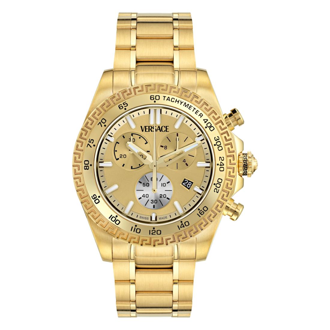 Versace Versace Chrono 44 mm Gold Dial Men Watch- VE9K01324