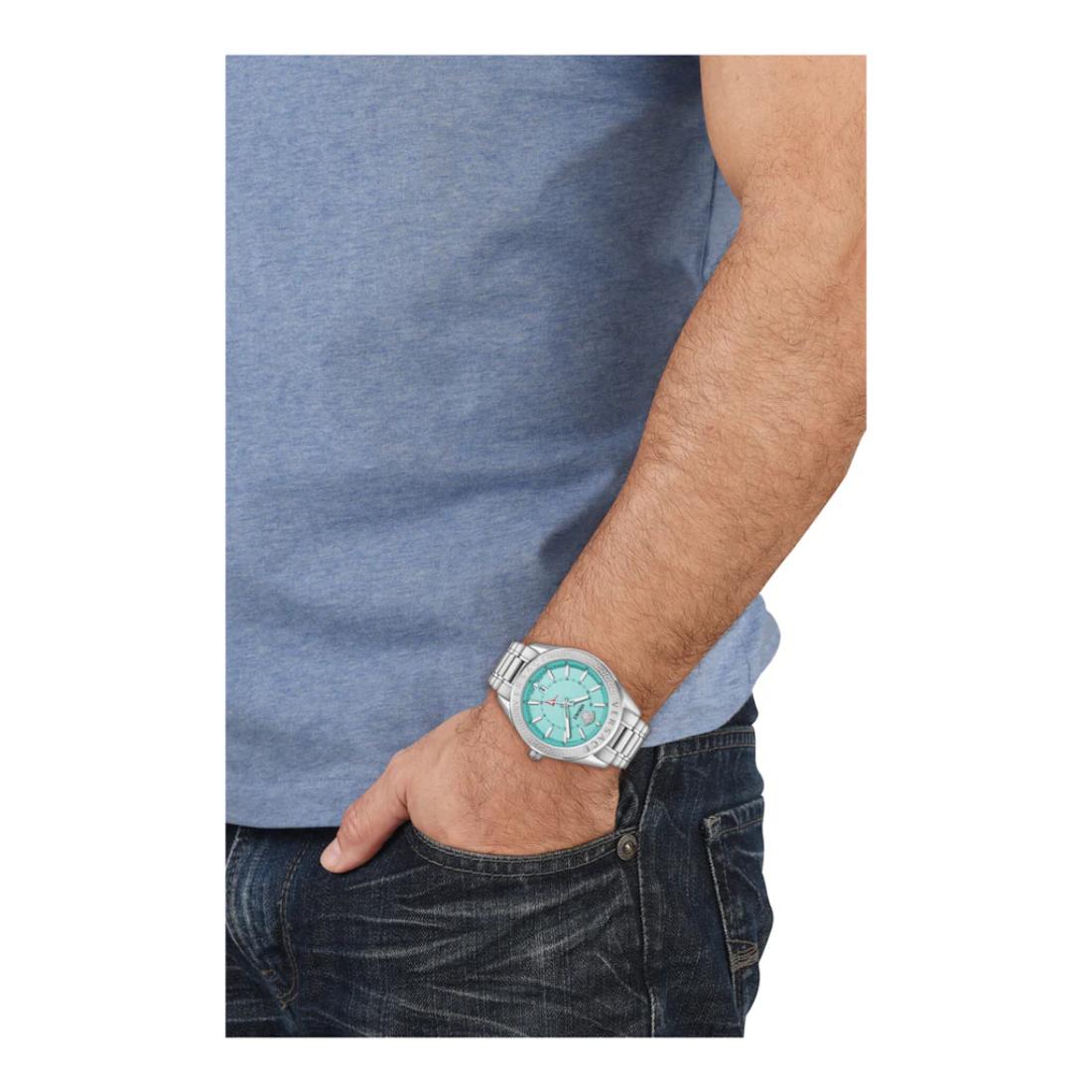 Versace V Code Gmt.Scpecial 42 mm Turquoise Dial Men Analog Watch VEAFA0324