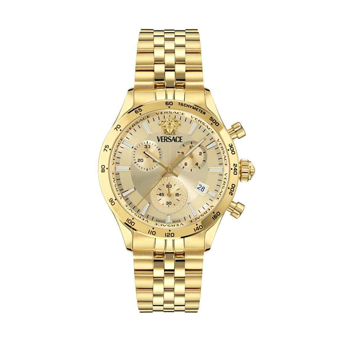 Versace Helleny.Chrono 40 mm Gold Dial Men Watch- VECFA0424