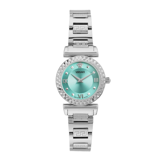 Versace Mini Vanity 27 mm Light Blue Dial Women Analog Watch- VEGFA0425