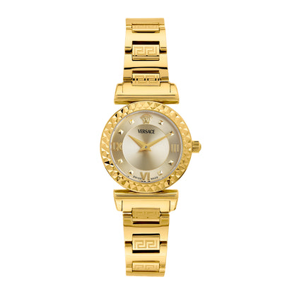 Versace Mini Vanity Rest.27 mm Gold Dial Women Analog Watch- VEGFA0725