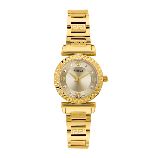 Versace Mini Vanity Rest.27 mm Gold Dial Women Analog Watch- VEGFA0725