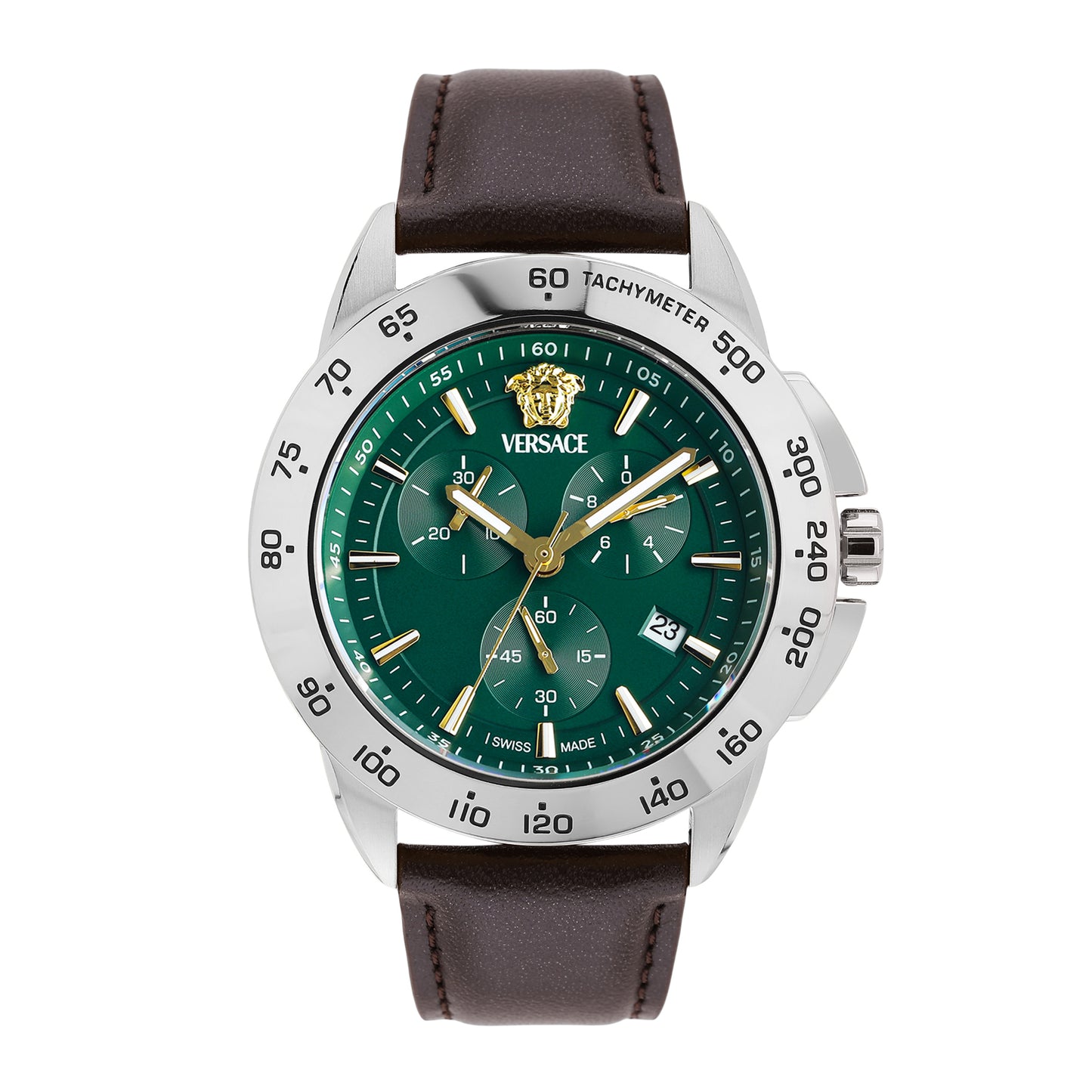 Versace V Sport 44 mm Green Dial Men Chrono Watch VEKIA0225