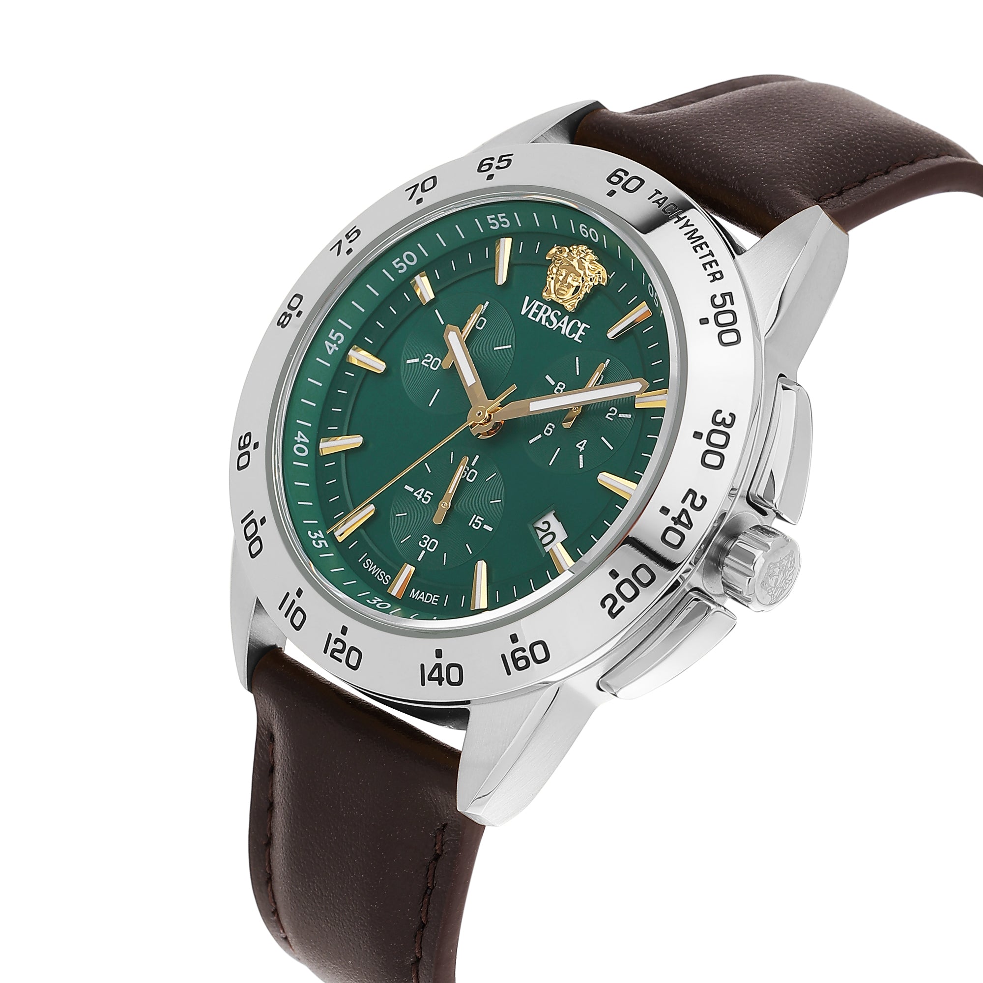 Versace V Sport 44 mm Green Dial Men Chrono Watch VEKIA0225