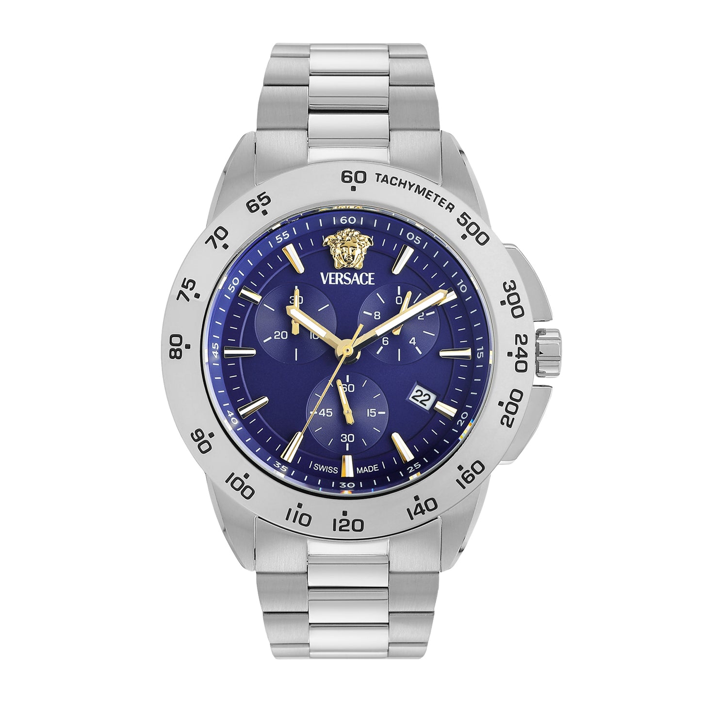 Versace V-Sport 44 mm Blue Dial Men Chrono Watch- VEKIA0425