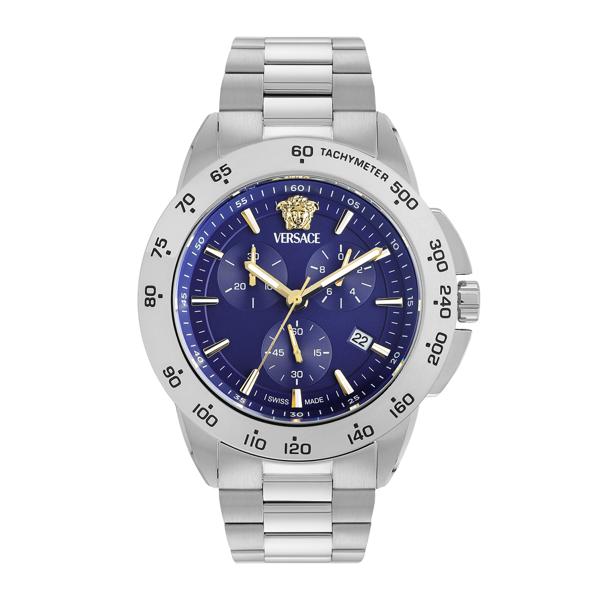 Versace V-Sport 44 mm Blue Dial Men Chrono Watch- VEKIA0425