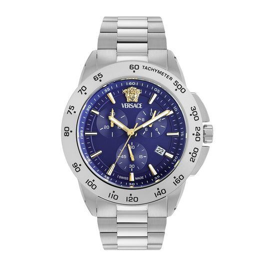 Versace V-Sport 44 mm Blue Dial Men Chrono Watch- VEKIA0425